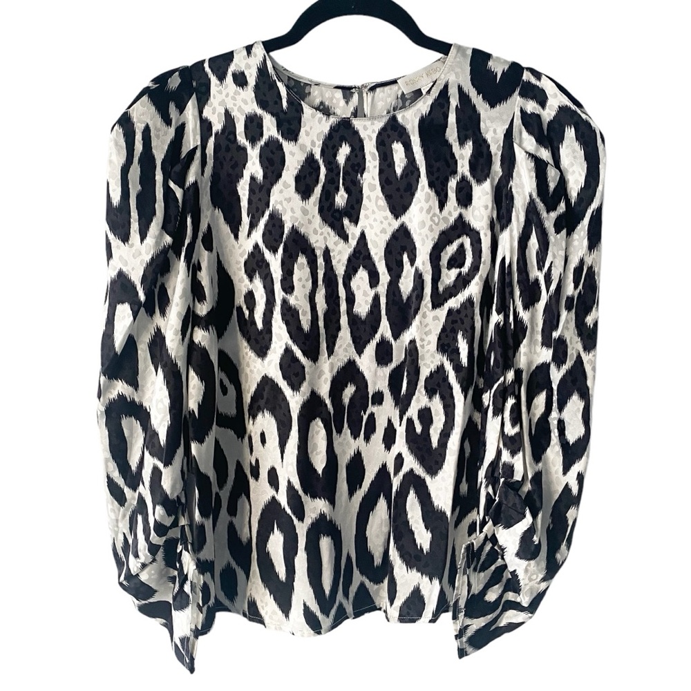 RONNY KOBO LEOPARD PRINT BLOUSE SILK BLEND